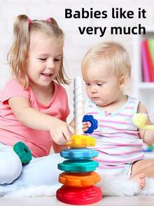 Rainbow Stacking Cups Spinning Tower Funnel Building Blocks Early Educational Toys, Baby Stacking Rings Toy, Rainbow Stacking Rings Montessori Toys - Multicolor - View 9