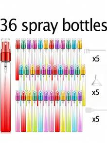 51/24/17/10/2 件装迷你彩色香水喷雾瓶套装,0.34 盎司/10 毫升彩色长喷嘴玻璃细雾可重复灌装喷雾瓶,包含 36 个喷雾瓶、5 个漏斗、5 个泵头、5 根弹簧吸管,便携式旅行香水喷雾器,精油样品容器 - 彩色 - 查看 21