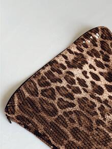 Vestido de fiesta elegante con estampado de leopardo, lentejuelas y parches de StyleQye, ideal para salidas nocturnas, actuaciones en el escenario y la playa