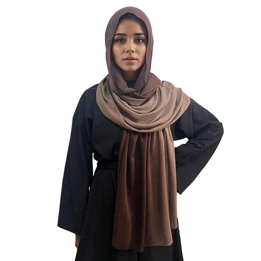 Gradient Dual Color Scarf,Elegant Ombre Headwraps Hijab, Modal Cotton Feel Lightweight Sunscreen Shawls For Women,6#Brown - 6#brown - View 1