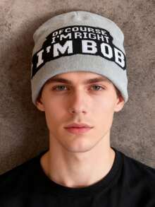 1pc These Men's Knit Beanies With "OF COURSE I'M RIGHT I'M BOB" Lettering Come In Multiple Colors, Offering A And Warm Design, Making Them Ideal Fashion-Forward Winter Headwear - Multicolor - View 6
