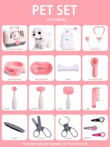 毛绒小狗互动电子玩偶，走路、吠叫、摇尾巴、医疗游戏套装、儿童伴侣动物玩偶