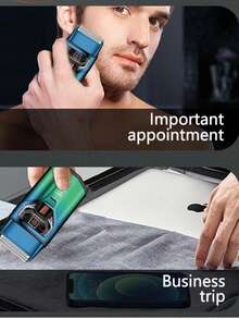 Kemei KM-T400 Men's Electric Shaver, Dual Blade Reciprocating Electric Shaver, Wet & Dry Use, IPX7 Waterproof, LED Display Rotary Shaver, With Beard Trimmer, USB Type-C Rechargeable Wireless Design - Multicolor - View 8