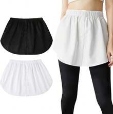 EstiloEstiloPaquete De 2 Extensor De Camisa De Capas Para Mujer, Extensor De Camisa De Barrido Inferior Superior Falso De Falda, ExtensióN De Camisetas Para Mujer, Ajustables, Blanco Y NegroVersió Mejorada - Estilo de botón - Ver 1