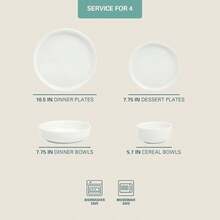 Oslo - Juego de vajilla de porcelana resistente a los araazos y astillas, servicio para 4 16 unidades, platos de cermica y tazones, color blanco, apto para microondas y lavaplatos - Blanco (Oslo) + Service for 4 (16pcs) + Juego de vajilla - Ver 3