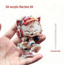 2D Acrylic Cat Ear Car Rearview Mirror Pendant - Ideal For Christmas, Graduation Parties And Various Festivals. A Fun Accessory For Car Rearview Mirrors, Backpacks And Holiday Decorations! - Orange Cat - View 10