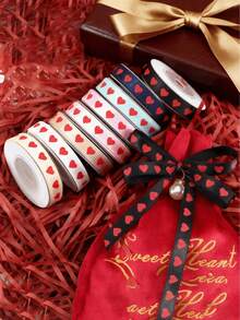 2 PIEZAS Cinta DIY de Amor, Cinta de Embalaje de Regalo, Cinta de Tamaño Pequeño de 5 Yardas/1 Rollo, Cinta de Embalaje de Regalo para el Día de San Valentín, Cinta de Embalaje de Regalo de Boda, Cinta de Decoración de Aniversario de Boda, Decoración de Festival, Adecuada para el Día de San Valentín, Embalaje de Regalo de Boda y Pascua, Dulces de Hornear, Cinta de Embalaje de Flores, Cinta de Moño DIY, Decoración del Hogar, Cinta de Embalaje de Regalo de Cumpleaños y Aniversario, Ancho de 1 CM - Multicolor - Ver 4