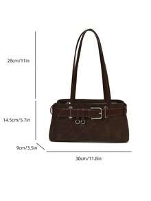 low tea 1个低茶色纯色PU皮革单肩包，女士复古时尚方形手提包，顶部双提手，拉链封口，适合旅行、购物、约会、女士礼物，也适合通勤、户外活动、旅行、徒步。 - 咖啡 - 查看 3