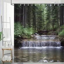 1pc Extra Large Bathroom Shower Curtain - Forest Stream Waterfall Bath Decor With Hooks, Tranquil Pine Trees & Cascading Waterfalls Design, Heavy-Duty Polyester Fabric  For Bathroom, Spa, Or Housewarming Gifts - Nhiều màu - Xem 4