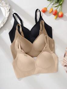 3pcs/Set Wireless Jelly Bra, Comfortable & Soft Women Fashion Bra