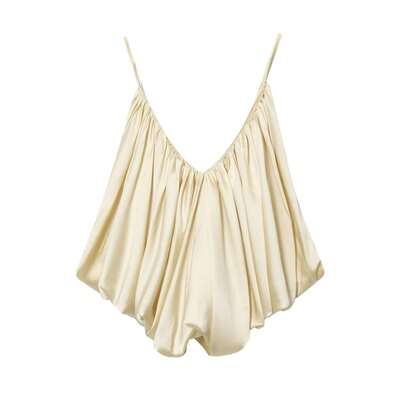 2025新款畅销女式缎面深V连体裤，褶皱设计，小众高端时尚百搭派对约会上衣