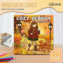 1 Pc Children's Coloring Book "Cozy Seasons": Bold And Simple Pattern Coloring Book, Suitable For Adults, Adorable Painting Book, Perfect Gift For Christmas, Halloween And Birthday - Coloring Cozy Scenes, Relax Body And Mind: Suitable For Friends Who Enjoy Coloring (Coloring Cozy Spaces) - COZY SEASON - View 2