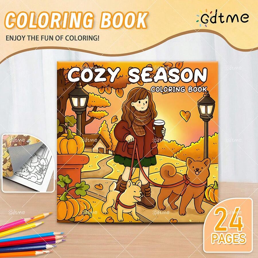 1 Pc Children's Coloring Book "Cozy Seasons": Bold And Simple Pattern Coloring Book, Suitable For Adults, Adorable Painting Book, Perfect Gift For Christmas, Halloween And Birthday - Coloring Cozy Scenes, Relax Body And Mind: Suitable For Friends Who Enjoy Coloring (Coloring Cozy Spaces)