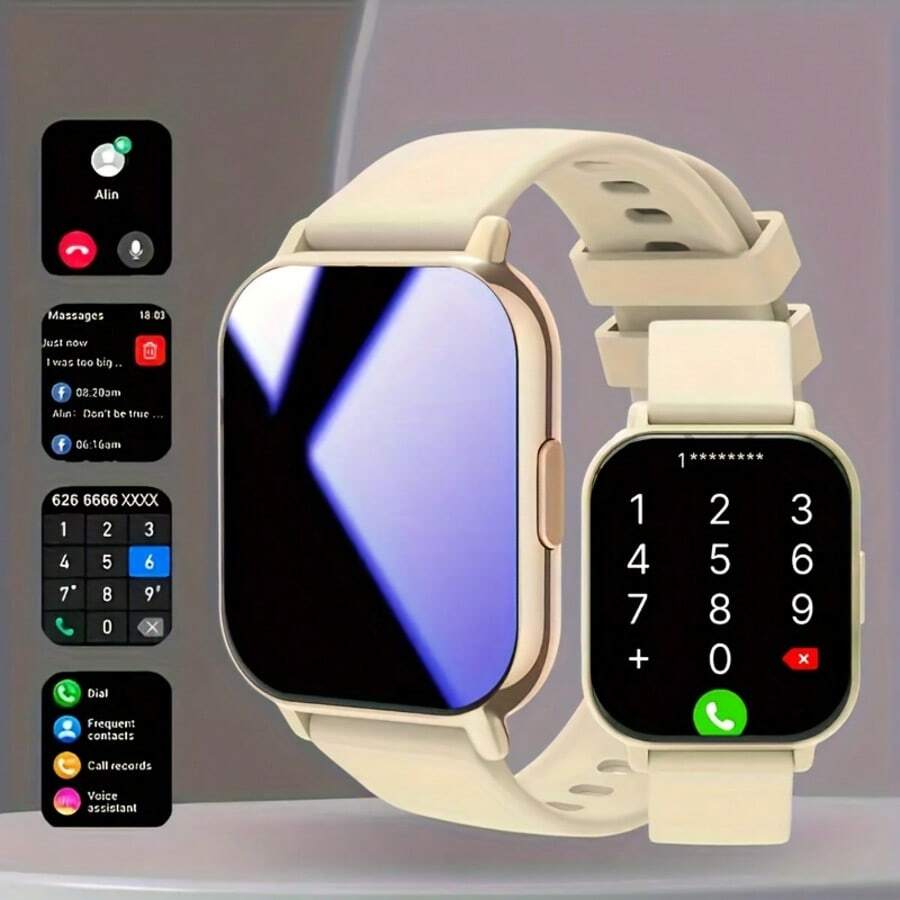 Reloj inteligente con pantalla de alta definición de 1,83 pulgadas, llamadas inalámbricas, talla grande de 100 modos deportivos, capacidad de batería de 180mAh para carga USB, control remoto de cámara y música - compatible con iPhone/Android, diseño de reloj elegante, correa duradera, reloj inteligente para mujer, reloj inteligente para hombre - Multicolor - Ver 1