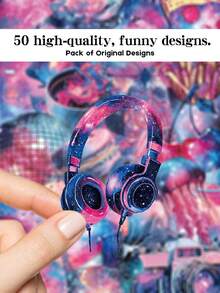 YWWBLD 50 piezas Pegatinas de cielo estrellado, regalos de fiesta y decoración del hogar, recompensa de clase, regalo de cumpleaños, decoración, scrapbooking, laptop, equipaje, guitarra, vaso de agua, funda de teléfono, manualidades DIY - Multicolor - Ver 4