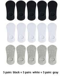 5/10/15 双男士隐形袜，休闲透气低帮内衬袜，适合日常穿着、节日、户外、夏季 - 彩色 - 查看 10