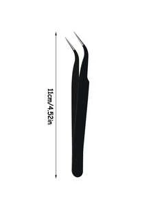 10PCS Black Straight-Pointed Personal False Eyelash Extension Tweezers, Essential For Makeup, Room Decoration, Vanity, Travel, Bedroom, Makeup Accessories, Tweezers, Nail Salons - Black - View 8