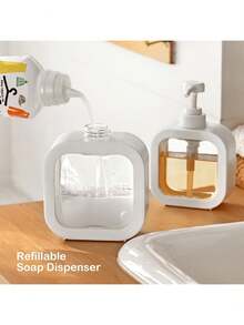 Modern Minimalist Liquid Soap Dispenser With Sturdy No-Drip Pump, 500ml Clear Refillable Container For Kitchen Dish Soap, Bathroom Hand Soap, Shampoo & Lotion, Pump Bottle. - Multicolor - View 3