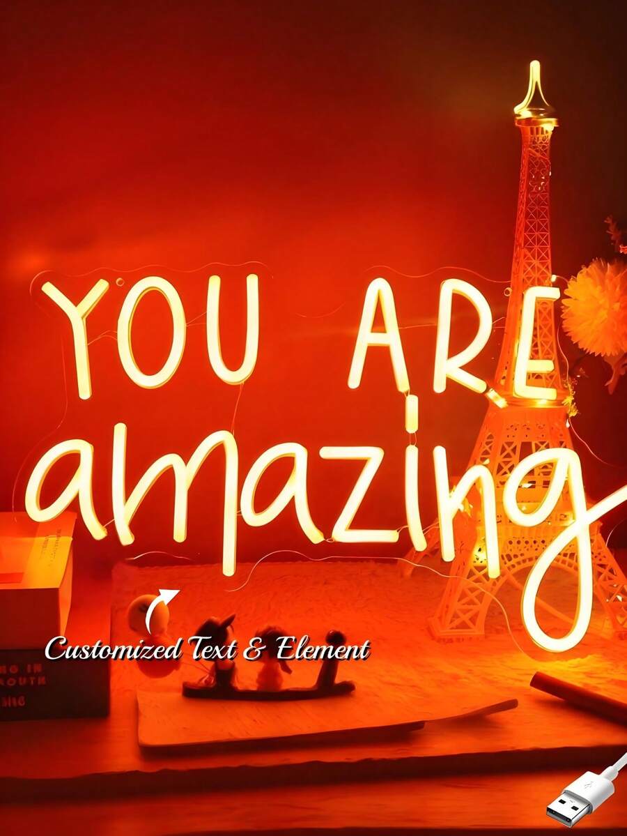 Customized LED Neon Light Room Decor, Personalized Neon Light Wedding Gift, Holiday Neon Light Home Decor Wedding Backdrop, USB Powered, Romantic Home Decor, Perfect For Wall Decor, Christmas, Halloween, Party, Thanksgiving, Bar, Bedroom, Women, Girls, Wedding, Birthday, Game Room And More - Easy To Clean