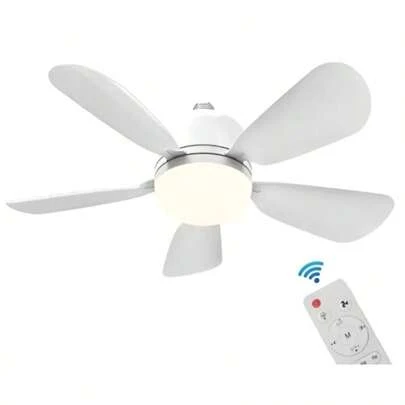 52cm Lampara Ventilador De Techo Led Pantalla De Cristal, Control Remoto, Incluye Expansor Y Base De Abanico