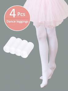 4對適用於嬰兒、兒童和青少年的舞蹈連褲襪緊身褲 - 白色 - 查看 11