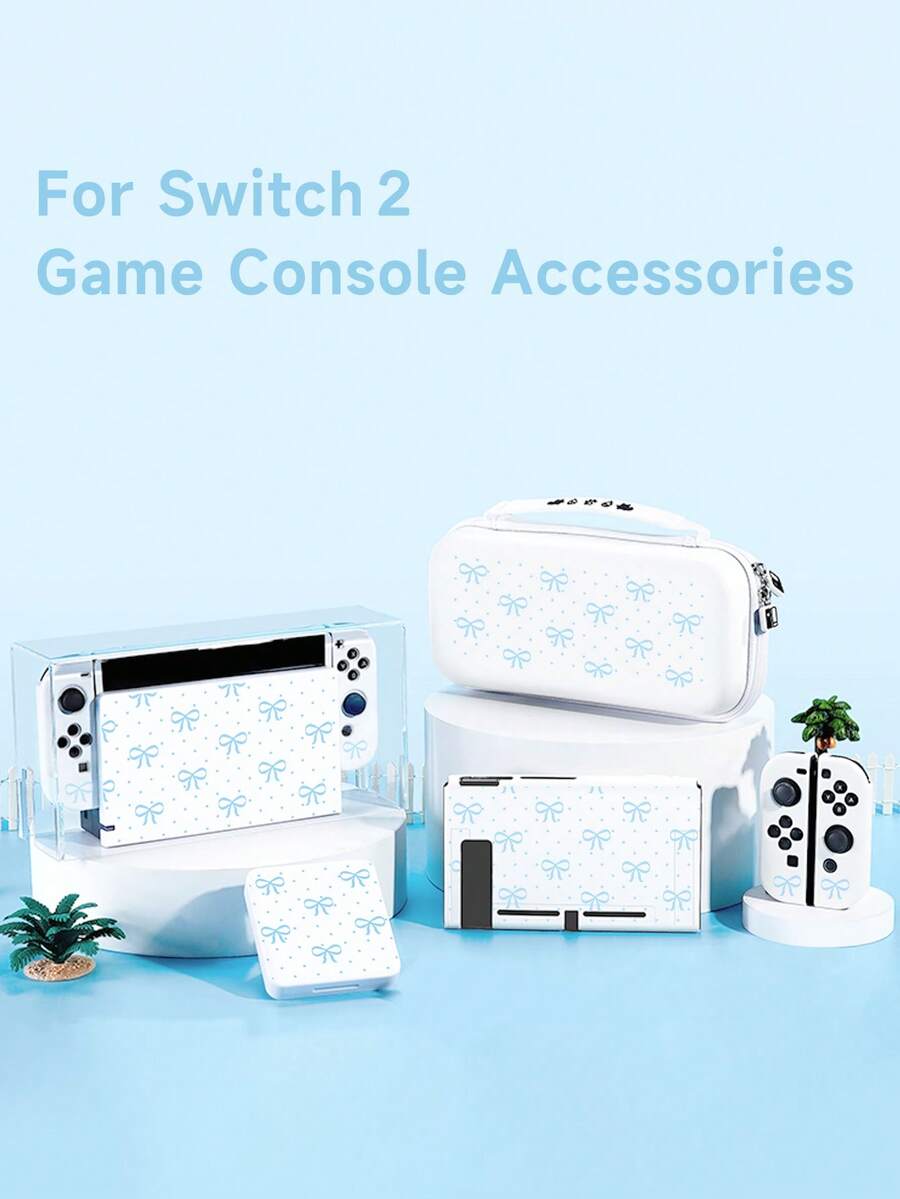 Accessories For Nintendo Switch, Bow & Polka Dot Pattern, Compatible With New Switch 2 (2025), NS2/Switch OLED/Switch Protective Case, Storage Bag, Cartridge Slot Base Shell, Game Card Box, Best Gift Compatible With Switch Players, Valentine's Day/Romantic Gift - Multicolor - View 1