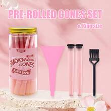 50pcs King Size Pre-Rolled Papers With Filter Tips, 84mm Pre Rolling Cones With Filling Device, Two Cones Holder, Cone Loader, Cleaning Brush, Slow Burning, Tobacco Accessories, Holiday Gift For Friends And Family - Multicolor - View 1