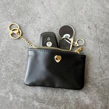 Damen Reißverschluss Münzbörse mit Schlüsselanhänger, goldfarbenes Herz Nieten Muster Münzbörse, Schlüsseletui für Damen, Geldbörse, Mini-Geldbörse, Portemonnaie, kleine Geldbörse, süße Geldbörse, Geldbörse mit Schlüsselanhänger, Kartenetui, Vintage Geschenke für Frauen, lustige Geschenke, Lehrergeschenke