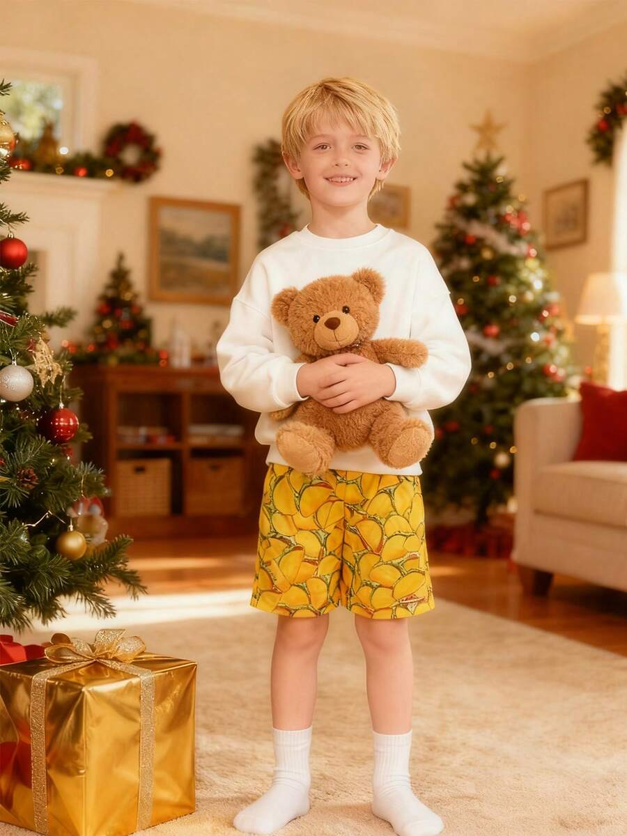 Taco Shorts Boy Clothes, Gifts For Teen Kids Boys Unisex, Ice Cream Trunks Yellow Sweatpants Underwear Pants, Boys Christmas PjChristmas Birthday Gifts For Teenage Dress, Thanksgiving Outfit, School Sport Running Pants, Running Pants, Basketball Shorts - 芥末黃 - 查看 1