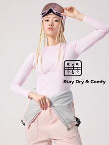 VECTOR MOTION Montis 加厚滑雪背带裤，男女通用，弹性面料，防水，耐磨，防风，透气，保暖，接缝处采用压胶工艺，直筒裤型，适用于单板/双板滑雪 - 淺粉色 - 查看 5