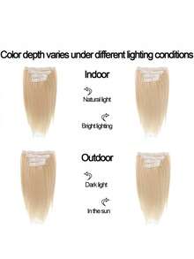 4片装合成纤维夹式接发片，14英寸直发接发片，带BB夹，隐形无痕假发，女士专用 - 彩色 - 查看 8