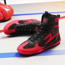Men's Wrestling Shoes With Lightweight,Sdtdid Boxing Shoes Made Of Micro Suede For Gym,Powerlifting,Bodybuilding,Training Etc. - Black and Red - View 2