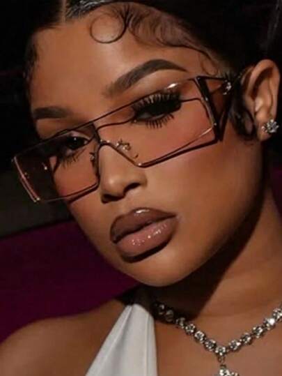 新款复古Y2K金属长方形时尚眼镜，男女皆宜，时尚方形镜框，百搭吸睛，高端质感，简约百搭，适合假日派对街拍，日常休闲佩戴也同样出色。