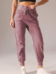 Women Light Soft Sports Long Pants For Running Fitness Casual Hiking Outdoors - Bụi tím - Xem 7