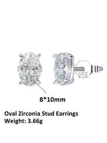 1 Paar 100% 925 Sterling Silber 14k Gold 1CT/2CT Oval-Schliff funkelnde Zirkonia Ohrstecker Luxus Schmuck für Frauen, Mädchen und Damen Bankett, Hochzeitsfeier Geschenk Damen Ohrringe 2025 Mode Ohrringe - Ovaler Zirkonia - Übersicht 16