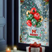 Pegatinas para ventanas navideñas, globos coloridos, estrellas, letras, PVC, para ventanas de vidrio, decoración de otoño, decoración de Halloween, regalo de Navidad, clásico y elegante, , alta tasa de recompra. - Rojo - Ver 2