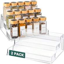 Oizeir Clear Spice Rack 2-Pack 3-Tier Acrylic Organizer For Cabinet Deep Spice Shelf 10.4 X 9.6 X 4 Inches Holds Seasoning And Condiments - 透明的 - 查看 2