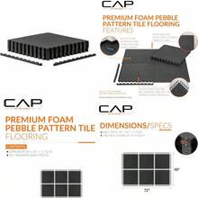 Exercise Puzzle Mats Packs Tiles 24"X24" Multiple Options - PebbleBlack - Xem 1