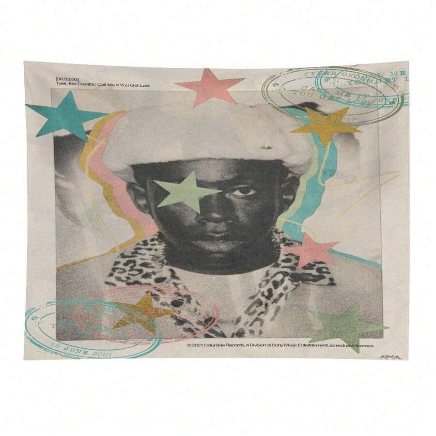 Rapper Tyler Tapestry The Creator Art Music Album Cover Flag Tapestry For Room Aesthetic Living Room Bedroom Party Decorations College - màu đen - Xem 1