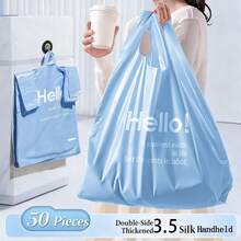 50pcs Garbage Bags, Printed Vest Plastic Bags, Thick & Tear-Resistant, Large Apron Style Plastic Bags, Multi-Purpose For Kitchen And Home - Multicolor - View 1