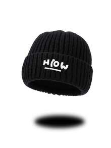 1pc Women's Letter Decor Knitted Knitted Hat, Outdoor Sun Protection Hat - Knitted Hat - View 13