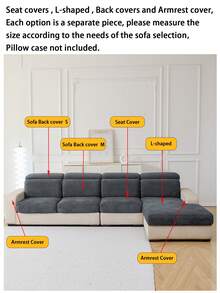 1件加厚保暖提花柔软天鹅绒防滑沙发座垫套，时尚柔软亲肤宠物防抓弹力沙发套，秋冬季防抓沙发裙，适用于L型组合沙发和1/2/3/4座沙发（单独出售） - 深灰色 - 查看 11