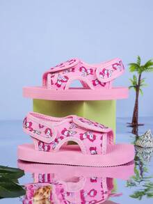 1 Pair Infant Cloth Sandals, Cartoon Design, Cute & Versatile, Suitable For Daily Wear, Travel, Casual, Beach, Soft Fabric Upper, Fit Infant Feet, Lightweight & Quick-Drying - Multicolor - View 2