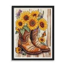 1 Set Floral Cross Stitch Kit, Vintage Wildflower Pattern, 11CT Beginner Starter Set Includes Fabric, Threads, 30*38cm Home Decor, Holiday Gift