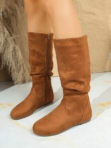 Damskie, proste, jednokolorowe, codzienne buty do połowy łydki na jesień i zimę, odpowiednie na imprezę, na każdą porę roku, na zewnątrz, modne, w stylu retro