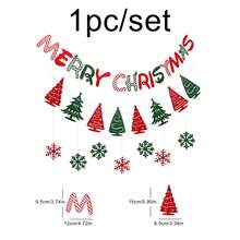 1pc Christmas Party Backdrop Hanging Decoration Set, Includes Cute 3D Felt Santa, Tree, Deer, Bell, Cane Banner & Garland - Multicolor - View 9
