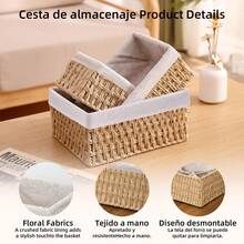 Canastas Organizadoras,3 Piezas Juego de cestas organizadoras,Cestas tejidas a mano para almacenamiento y baño, hogar,dormitorio y Baño,Diseño Decorativo para Hogar (Beige B) - Café A - Ver 4