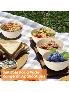 3/6件套防碎麦片碗，26盎司小麦秸秆碗，微波炉和洗碗机适用，可重复使用塑料碗，适用于盛汤、沙拉、米饭、零食，米色 - 彩色 - 查看 3