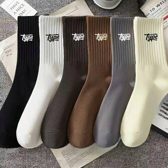 Parstrumpor, Unisplus-stil, mångsidiga, svettabsorberande sportstrumpor med bokstäver, hantverk med 168 stygn, moderiktiga och enkla, svettabsorberande och lukttäta strumpor i mitten av tuben, bekväma och andningsbara strumpor, lämpliga för dagligt bruk och utomhusbruk