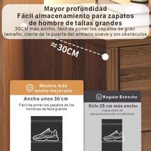 Zapatero Rústico de Gran Capacidad - 4 Puertas 2 Cajones Para 40 Pares, Organizador de Hogar para Vestíbulo - Multicolor - Ver 5
